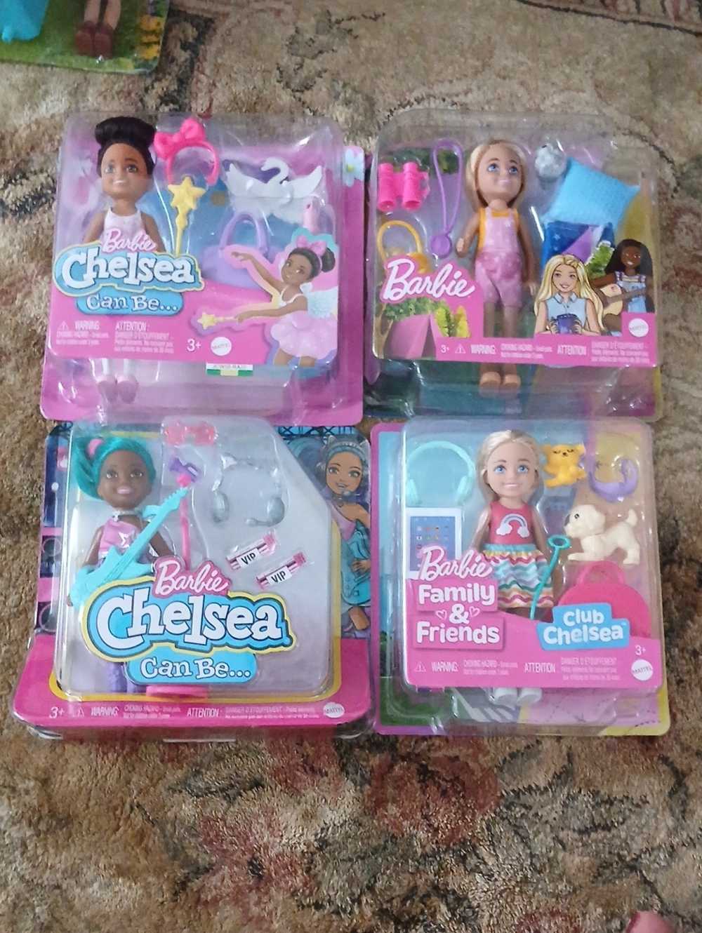 Barbie Chelsea Mini Doll Playset Packs with Pink Packaging